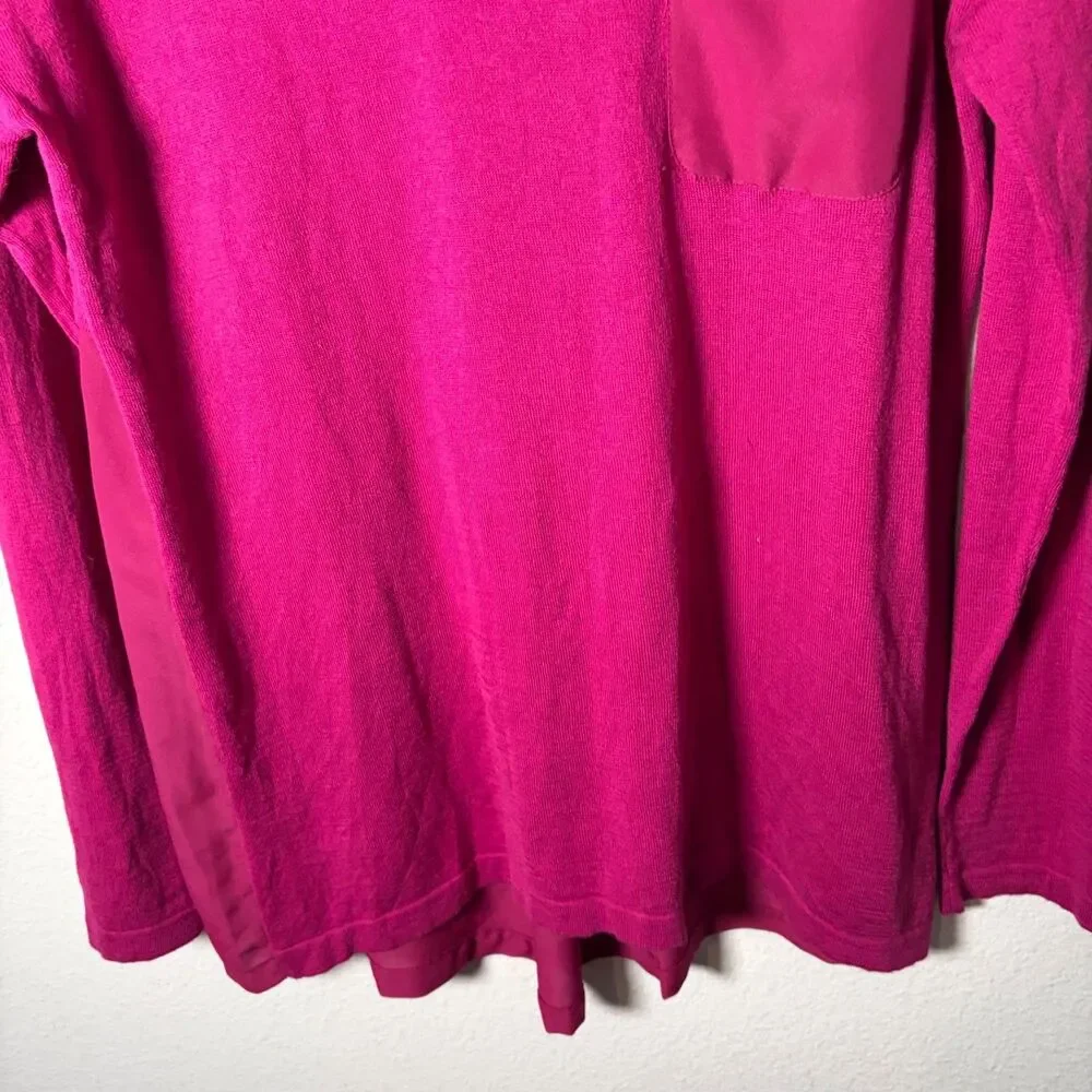 August Silk Sweater Women's Medium Purple Knit Pullover Pocket Layered Casual